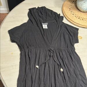 Black Hooded Swim Cover with Drawstring